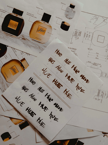 The beginning stages of brainstorming beauty brand.